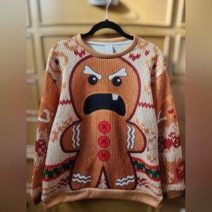 Funny Ugly Gingerbread Christmas Sweatshirt Vivid Colors Size XL